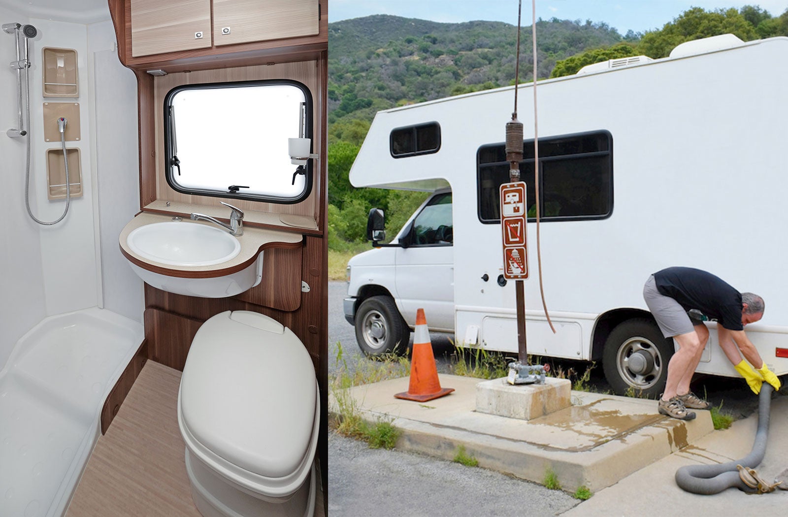 Portable RV/camper toilet and holding tank setup in Plattsburgh, New York