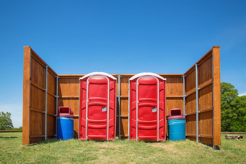 Short-term porta potty units staged for delivery in Plattsburgh, New York