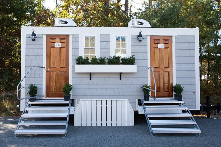 Wedding restroom units discretely staged at a venue in Plattsburgh, New York